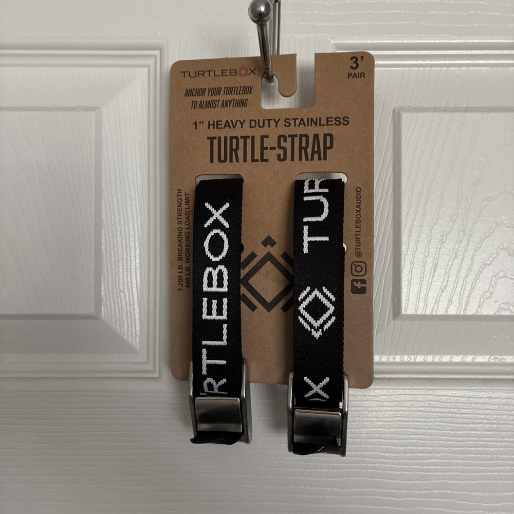 Turtlebox 1" Heavy Duty Stainless Tie Down Straps, 3' Pair, Black (NEW)